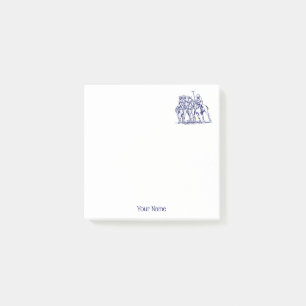Vintage Stylized Polo Match Drawing #1 Blue Post-it Notes