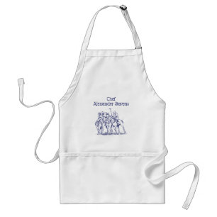 Vintage Stylized Polo Match Drawing #1 Blue Standard Apron