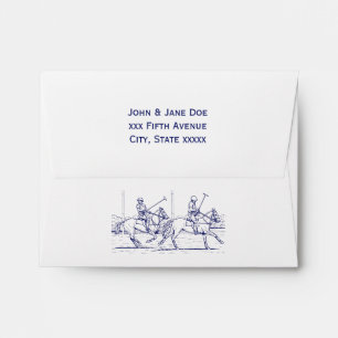 Vintage Stylized Polo Match Drawing #2 Blue Envelope