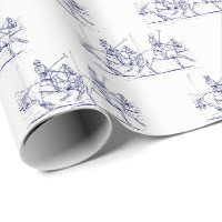 Vintage Stylized Polo Match Drawing #2 Blue