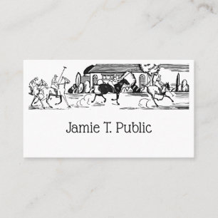 Vintage Stylized Polo Match Drawing #3 Black NF Business Card