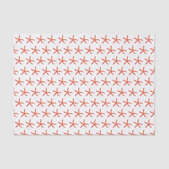Vintage Stylized Red Starfish Drawing #2 Tissue Paper (Front)
