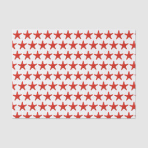 Vintage Stylized Red Starfish Drawing Tissue Paper