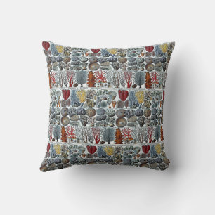 Vintage Stylized Sea Corals Wrapping Paper Throw P Pillow