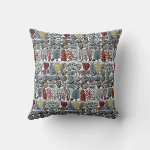 Vintage Stylized Sea Corals Wrapping Paper Throw P Throw Pillow