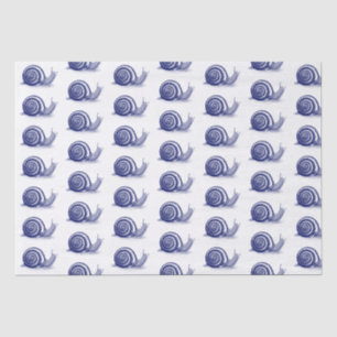 Vintage Stylized Snail Drawing #2 Blue Tissue Paper