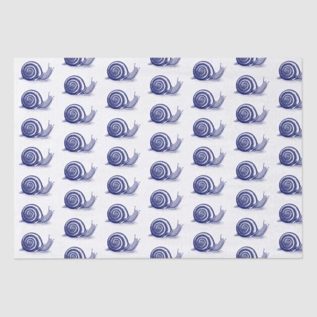 Vintage Stylized Snail Drawing #2 Blue Tissue Paper (Front)