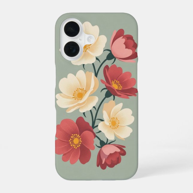 Vintage Stylized Wild Roses iPhone 16 Case (Back)