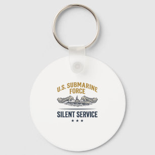 Vintage Submarine Force Silent Service Vector Desi Keychain