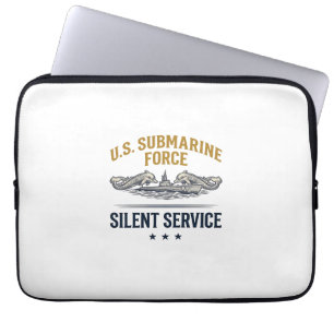 Vintage Submarine Force Silent Service Vector Desi Laptop Sleeve