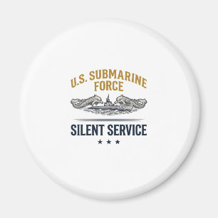 Vintage Submarine Force Silent Service Vector Desi Magnet