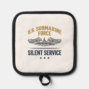 Vintage Submarine Force Silent Service Vector Desi Pot Holder