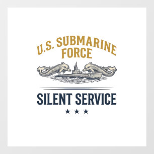 Vintage Submarine Force Silent Service Vector Desi Window Cling