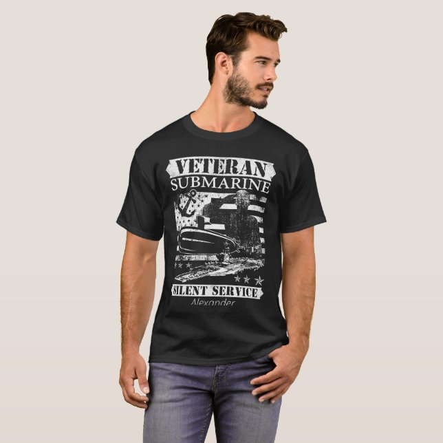 Vintage Submarine Veteran Silent Service T- Shirt (Front Full)
