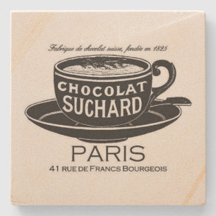Vintage Suchard Chocolat Ad Square Stone Coaster