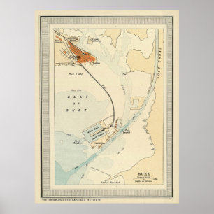 Vintage Suez Canal Map (1922) Poster