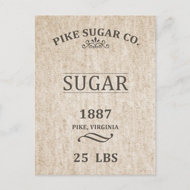 Vintage Sugar Sack Postcard (Front)