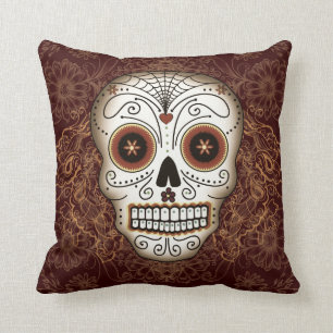 Vintage Sugar Skull Pillow