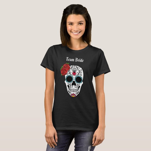 Vintage Sugar Skull Team Bride T-Shirt (Front Full)
