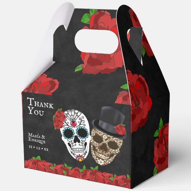 Vintage Sugar Skull Wedding Favor Box (Front)