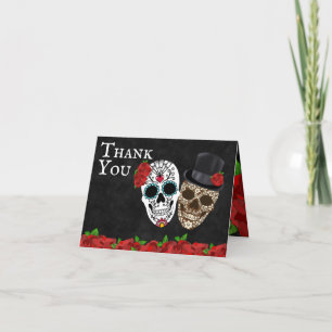 Vintage Sugar Skull Wedding Thank You Card