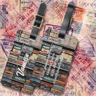 Vintage Suitcase Travel Wanderlust Photo Stylish Luggage Tag