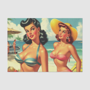 Vintage Summer Beach Pin Ups Tissue Paper