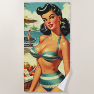 Vintage Summer Beach Pin Ups Towel