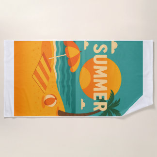 Vintage Summer Beach Vibes Beach Towel