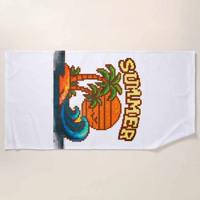 Vintage Summer Beach Vibes Beach Towel (Front)