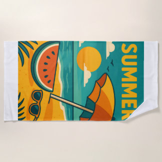Vintage Summer Beach Vibes Towel