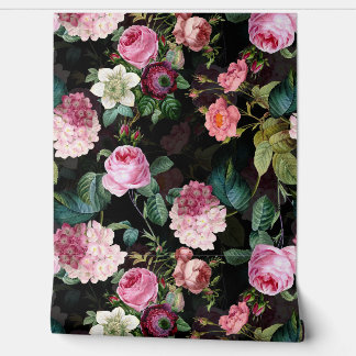 Vintage Summer Black Night Roses Romanticism Wallpaper