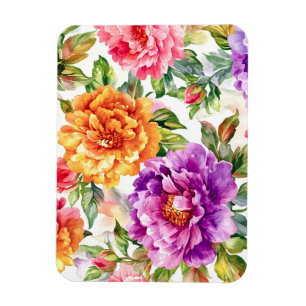 Vintage Summer Bloom Watercolor Florals Magnet