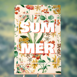 Vintage Summer Botanical Orchid Flowers  Acrylic Sign