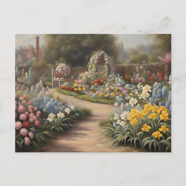 Vintage Summer Flower Garden  Postcard (Front)