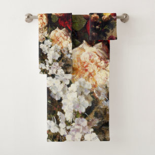 Vintage Summer Flowers by Henri Fantin-Latour Bath Towel Set