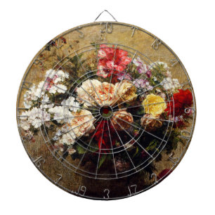 Vintage Summer Flowers by Henri Fantin-Latour Dartboard