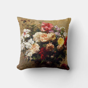 Vintage Summer Flowers by Henri Fantin-Latour Throw Pillow