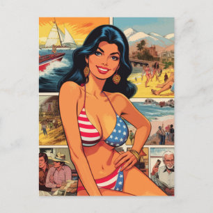 Vintage Summer Girl Comics Postcard