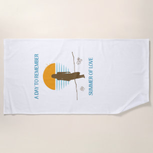Vintage Summer of Love Romantic Beach Silhouette Towel