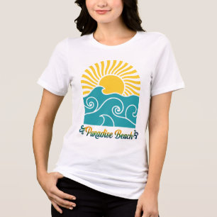 Vintage Summer Paradise Sunshine & Teal Ocean Wave Tri-Blend Shirt