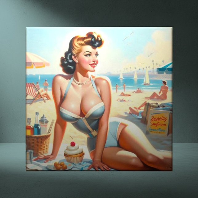 Vintage Summer Pin-Up Girl Tile (Creator Uploaded)