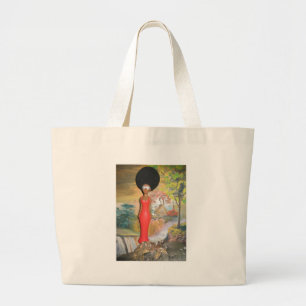 vintage summer Red Large Tote Bag