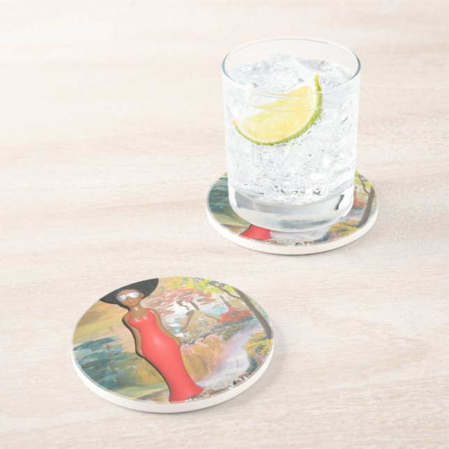 vintage summer Red.png Coaster (Side)