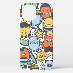 vintage summer seamless pattern with funny monster iPhone 12 case