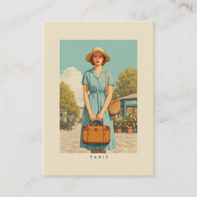 Vintage Summer Stroll in Paris Business Card (Front)