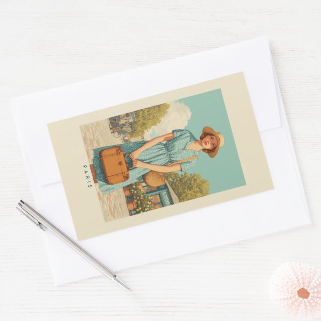 Vintage Summer Stroll in Paris Sticker (Envelope)