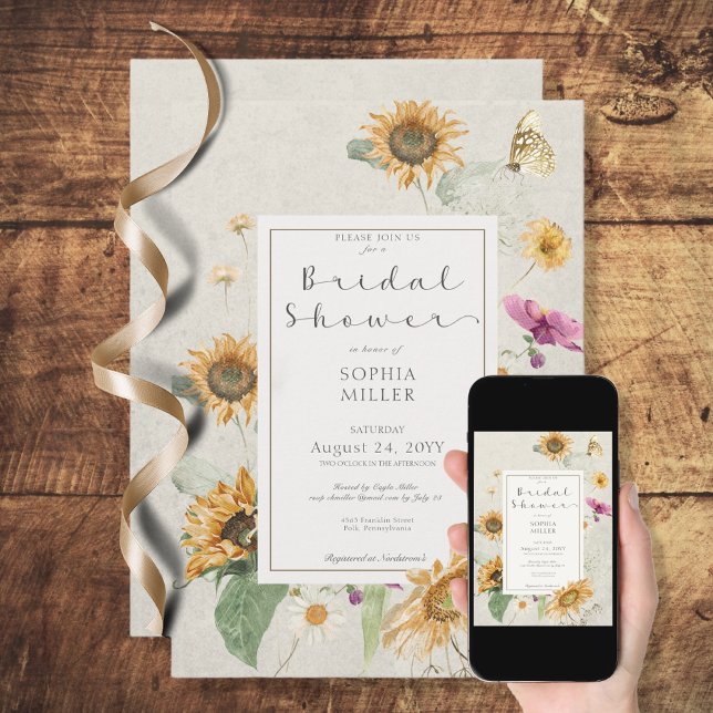 Vintage Summer Sunflower Floral Shower Invitation (Creator Uploaded)