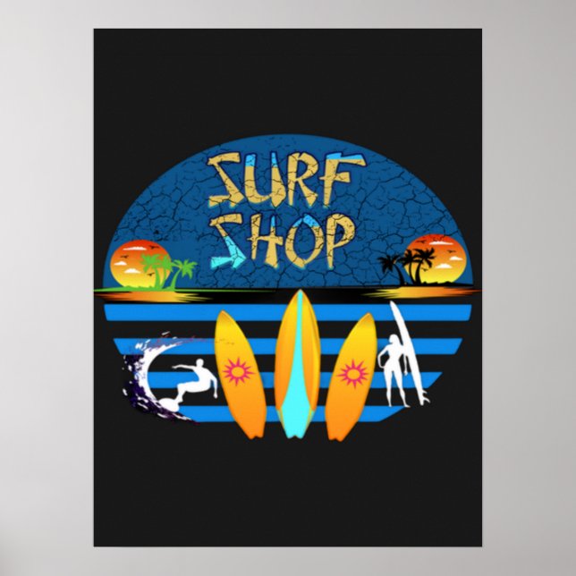 Vintage Summer Surf Shop Poster (Front)