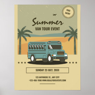  Vintage Summer Tour Poster, Kids Summer camp Poster